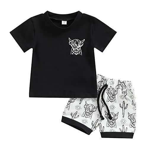 Engofs Toddler Baby Boy Summer Clothes Short Sleeve T-Shirt Tops Shorts Set 2Pcs Casual Outfit