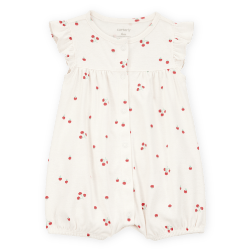 Baby Tomato Print Short-Sleeve Cotton Romper - Ivory - Carter's | Carter's