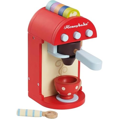 Le Toy Van - Honeybake Premium Wooden Cafe Machine Set - Pretend Kitchen and Cafe Play Toy Set | Kids Role Play Toy Kitchen Accessories (TV299), Small