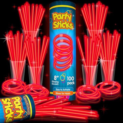 PartySticks Glow Sticks 800 pack - 8 Inch Glow in The Dark Light Up Sticks Party Favors, Glow Party Decorations, Neon Party Glow Necklaces and Glow Bracelets with Connectors