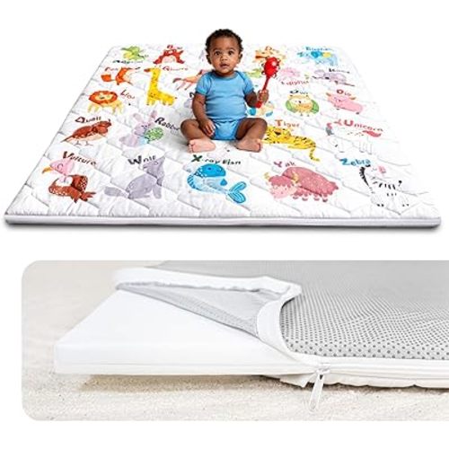 Foam Baby Play Mat 50x50, Removable and Machine Washable Cover, Thicken Cushioning Playmat and Perfect for Playpen, Non-Slip Bottom, Easy to Clean for Infants, Toddlers & Babies(Animal)