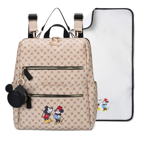 Disney Baby Mickey Minnie Diaper Bag Backpack, Changing Pad & Pacifier Case