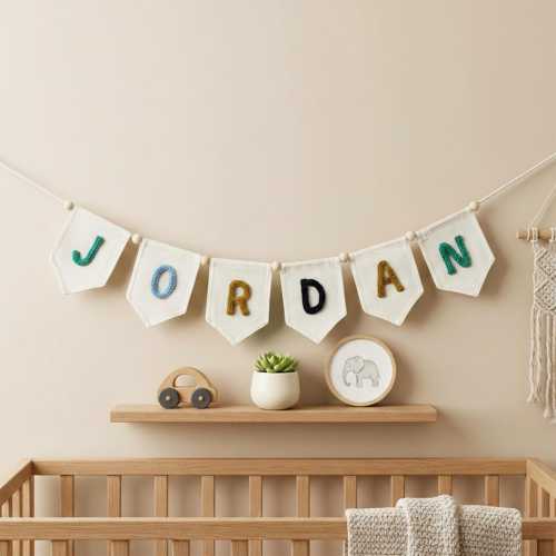 Personalized Yarn Letter Banner, Canvas Nursery Decor