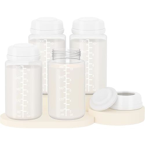 4PC 10oz/300ml Breast Milk Storage Bottles Compatible with Momcozy 22oz Cooler, Pumping Bottles Fit for SpectraS1 S2 9 Plus, Motif Luna, and Most Wide-Mouth Flange