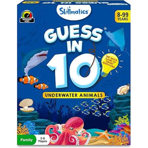 Skillmatics Guess in 10 Underwater Animals, Perfect for Boys, Girls, Kids, and Families Who Love Card Games, Toys, Board Games, Gifts for Ages 8, 9, 10 and Up