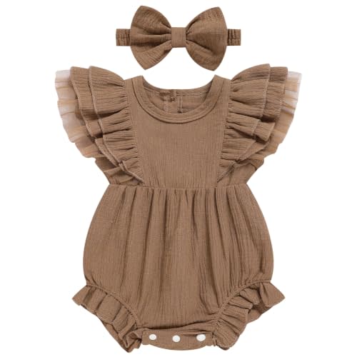 TITKKOP Ruffle Bubble Romper for Baby Girl | One-Piece Shorts Jumpsuit | Summer Outfit & Dress for Infants 0-18M
