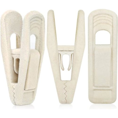 Beige Velvet Hangers Clips (80-Pack), Non-Slip Strong Velvet Clips for Velvet Skirt Hangers, Velvet Pants Hanger Velvet Clips Fit for Thin Velvet Clothes Suit Hangers