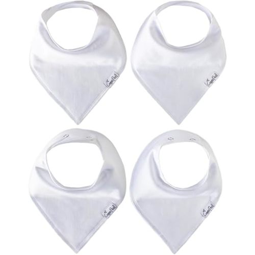 Copper Pearl 4 Pack Soft Cotton Baby Bibs for Drooling and Teething, Absorbent Drool Bibs for Baby Girl and Boy, Adjustable to Fit Newborns to Toddlers (White Basics)
