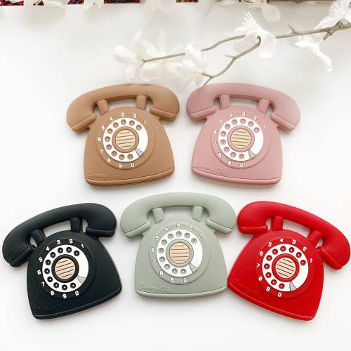 Dial Phone Silicone Baby Teether: Retro 90s Sensory Toy