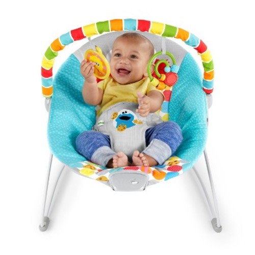 Bright Starts I Spot Elmo! Vibrating Baby Bouncer - Blue