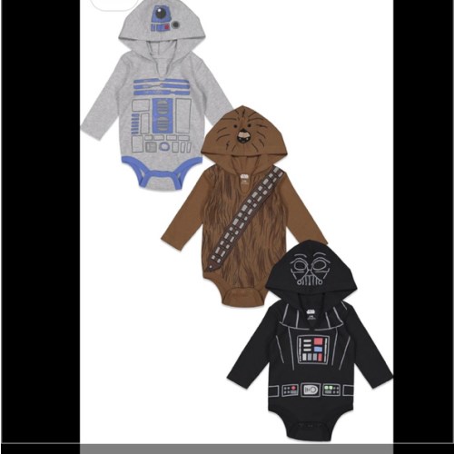 STAR WARS Baby 3 Pack Hooded Cosplay Bodysuits Newborn to Infant Sizes (Newborn - 24 Months)
