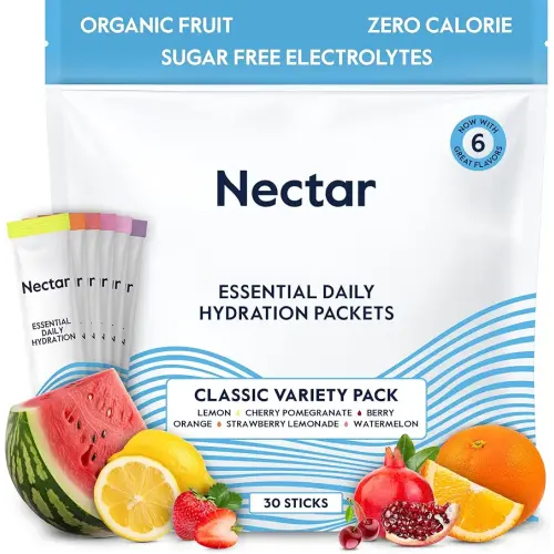 Nectar Hydration Packets - Electrolytes Powder Packets - Sugar Free & 0 Calorie - Organic Fruit Liquid Daily IV Electrolytes Powder for Dehydration Relief and Rehydration (Variety 30 Pack)