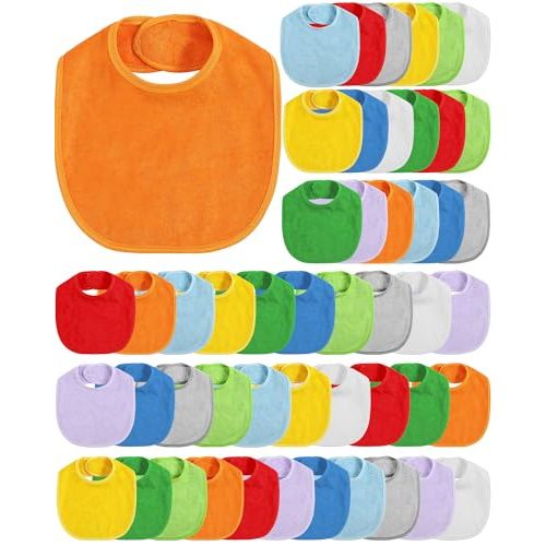 JaGely 30 Pack Baby Muslin Bandana Bibs Multicolor Solid Unisex Waterproof Feeder Adjustable Newborn Teething and Drooling