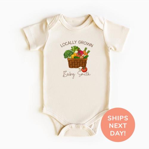 Locally Grown Baby Onesie®, Custom Farmer Baby Outfit, Funny Announcement Bodysuit, Organic Farm Baby Outfit, Farmhouse Country Baby Gift