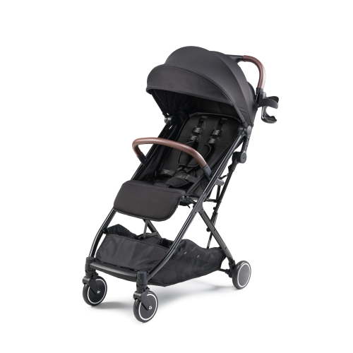 Parent's Choice Quick Fold Baby Stroller with Full-reclining Backrest, Compact and Lightweight Design for travel convenience, Black