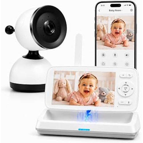 SEENZEEN Smart Baby Monitor with 1080P HD Camera, WiFi App & Parent Unit, Local Monitoring Without Internet, Cry Detection, Night Vision, 2-Way Audio, 1000ft Range