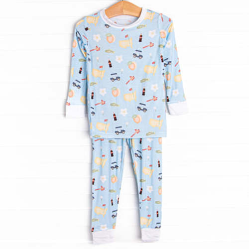 Georgia Peach Bamboo Pajama Set, Blue – Stitchy Fish