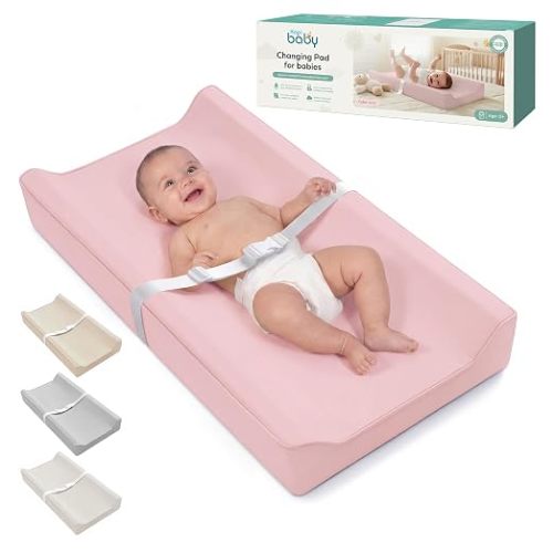 Kopi Baby Changing Pad – The Original, Waterproof Easy-to-Clean Vegan Leather Portable Diaper Changing Pad, Newborn Baby Essential Must-Have - Pink