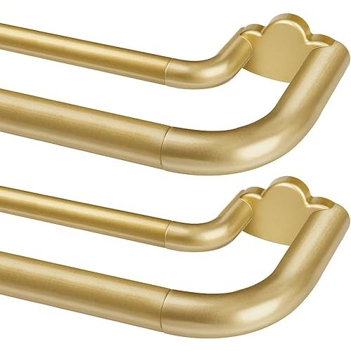 Double Curtain Rods 2 Pack 32 to 58 Inches- Gold