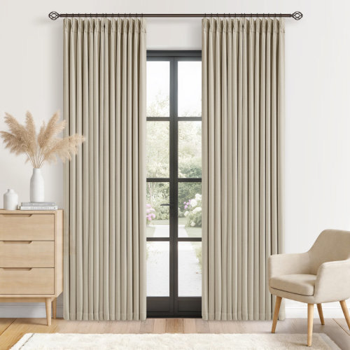 Latitude Run® Two-layer Design 100% Blackout Memory Trained Pinch Pleated Farmhouse linen curtains for Dining Living Room bedroom 2 Panels & Reviews | Wayfair