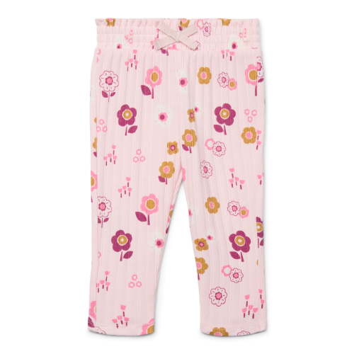 Garanimals Baby Girls Ruffle Waist Print Ribbed Leggings, Sizes 0M-24M