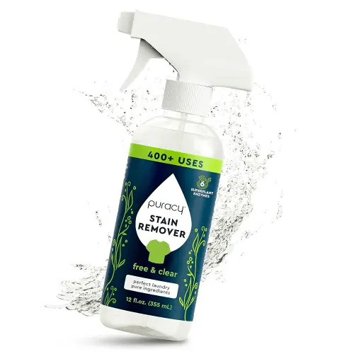 Puracy Stain Remover Spray, Natural Based Travel and Laundry Stain Cleaner for Clothes, Baby Essentials, Kids Stains, Oil and Fabric Spot Cleaner (Unscented, 12 oz)