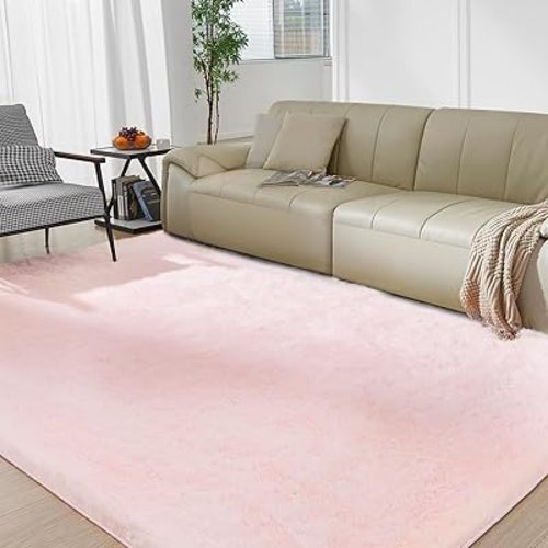 TOOHUB Tapis moelleux pour salon, tapis d'intérieur ultra doux et antidérapant pour chambre à coucher, chambre d'enfant, décodeur d'intérieur, rose, 1,5 x 2,1 m