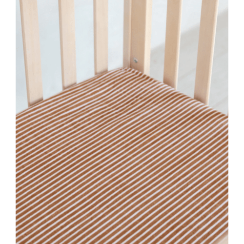 Saranoni Cotton Muslin Crib Sheet - By Hope Camel Stripe