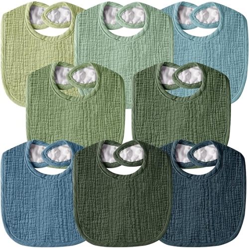Wrrernsin Muslin Baby Bibs for Unisex Boys Girls, Cotton Drool Bibs, Adjustable Newborn Bibs for Drooling and Teething