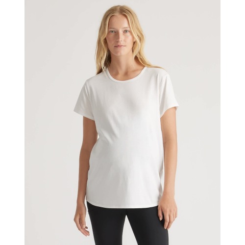 Cotton Modal Maternity Crew Neck Tee (2-pack) in White/Black