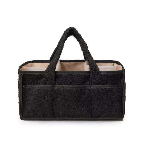 Bolso organizador de pañales para bebé, con compartimientos separados, asas para agarre fácil, hecho en felpa, ideal para diversos artículos del bebé