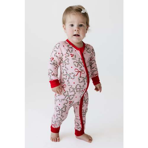 Mistletoe Bows Zipper Romper