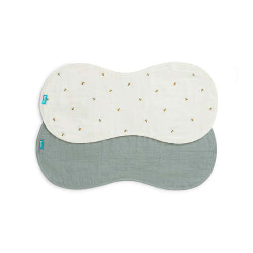Burp Cloth 2 Pack Muslin Cream Bees