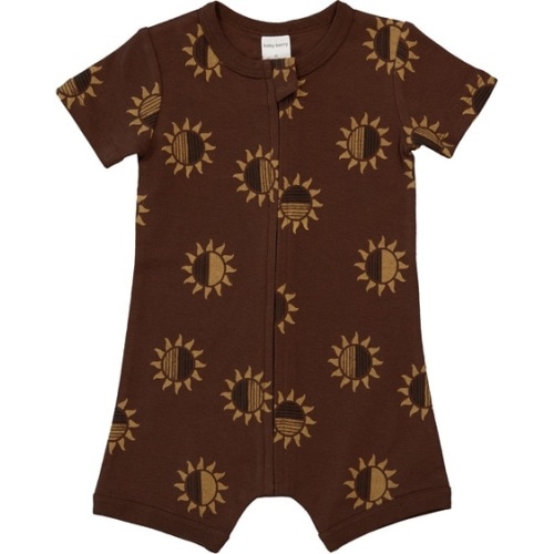 Dark Brown Baby Short Sleeve Zip Romper | Best&Less™ Online