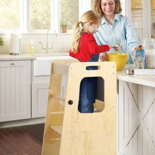 Toddler Kitchen Step Stool, 3-in-1 Kids Standing Tower for Counter, Adjustable Height Helper Stool for Bathroom Sink
