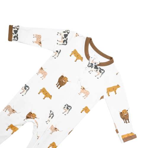 Bamboo Zippered Romper in Moo Print | Kyte Baby