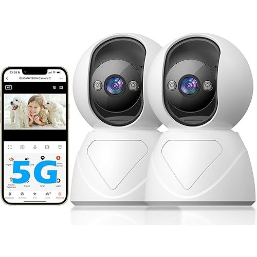3MP Indoor Security Camera, 5G WiFi 360° Pan/Tilt Home Cameras for Baby Monitor/Pet/Elder/Kids/Bedroom, Auto-Focus and Zoom,Motion Tracking,2-Way Audio,Siren,3 Night Vision,Cloud&SD Card