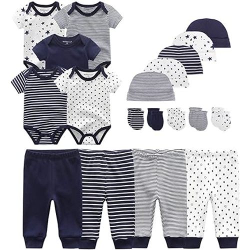 Kiddiezoom Unisex Baby Layette Essentials Giftset Clothing Set 19-Piece For Newborn Baby