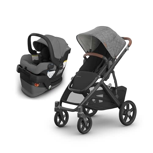 UPPAbaby Vista V3 Stroller + Mesa V3 Car Seat Travel System Combo – Toddler Seat, Bumper Bar, Bug and Rain Shields, Car Seat Base, and Infant Insert Included – Greyson (Charcoal Mélange)