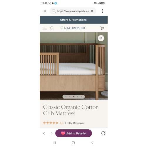 Standard Organic Cotton Crib Mattress | Nontoxic Baby Mattress | Naturepedic