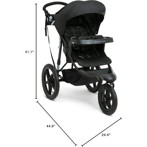 Delta Children Apollo Jogging Stroller - Shock Absorbing Frame with Large Canopy & Recline - Car Seat Compatible, Black