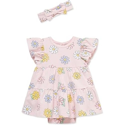 Little Me Clothes for Baby Girls' Popover Bodysuit Dress and Headband Set, 3-12 Months