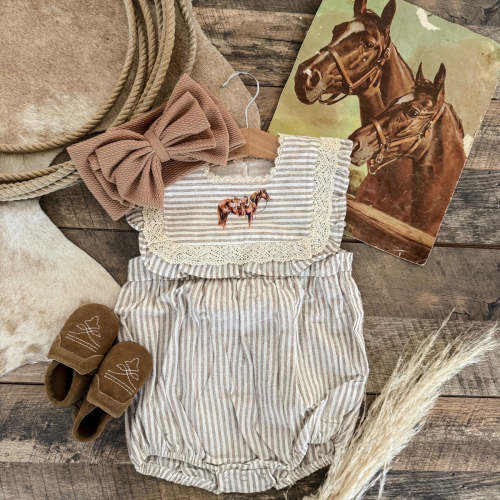 The Good Horse Mocha Striped Lace Romper/Dress – theFRINGEDpineapple
