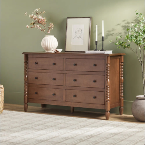 Traditional Vivienne 6-Drawer Easy Assembly Solid Wood Dresser
