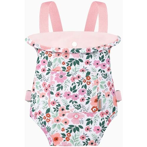 GAGAKU Baby Doll Carrier for Toddlers Doll Carrier for Little Girls Toy Baby Carrier for Kids Reborn Baby Doll Accessories - Pink (Leaf)