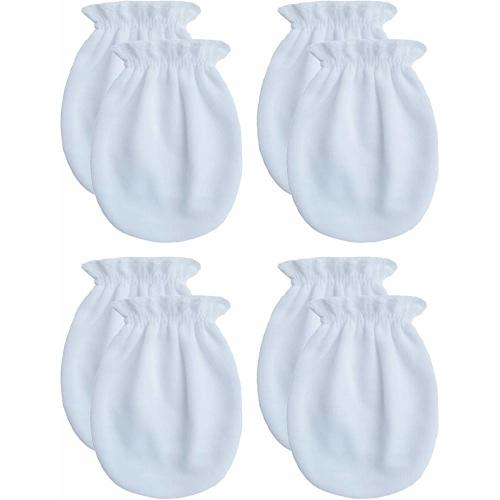 RATIVE No Scratch Mittens 100% Cotton For Newborn Baby Boys Girls (4-pairs)