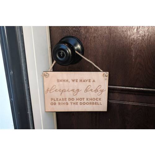 PERSONALIZED Sleeping Baby or E-Learning Wood Door Hanger Sign | Shh We Have A Sleeping Baby, Please Do Not Knock Ring The Doorbell