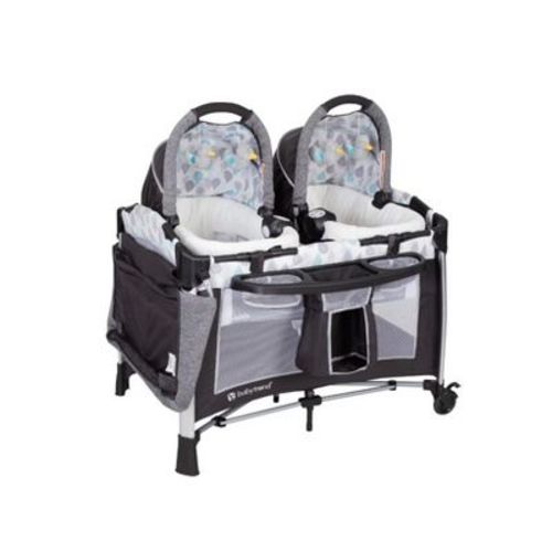 Baby Trend Go-Lite Twins Nursery Center Playard with Bassinet and Travel Bag - Drip Drop Blue - Blue, Unisex
