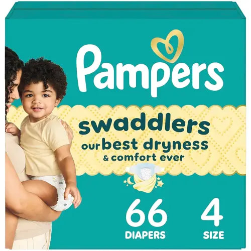 Pampers Baby Diapers - Swaddlers - Size 4, 66 Count, Ultra Absorbent Disposable Infant Diaper