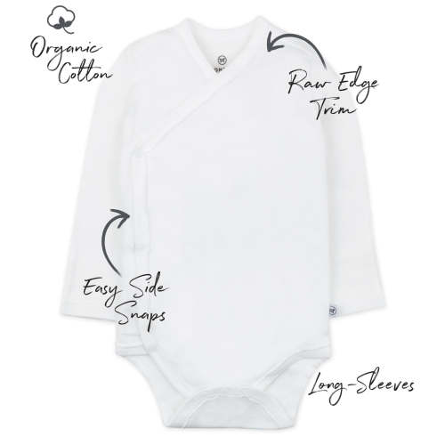 3-Pack Honestly Pure Organic Cotton Long Sleeve Side-Snap Bodysuits | Honest Baby Clothing 6-9 months